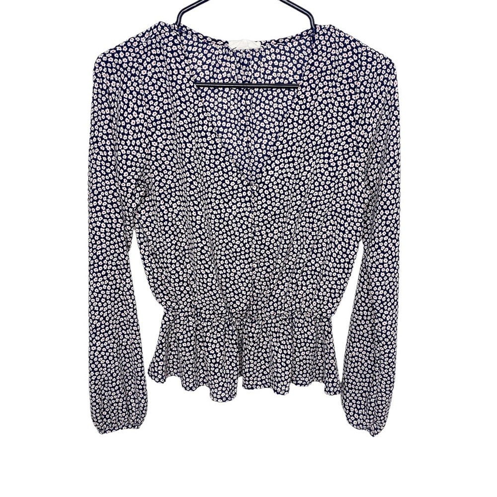 Sienna Sky navy blue daisy cropped blouse
